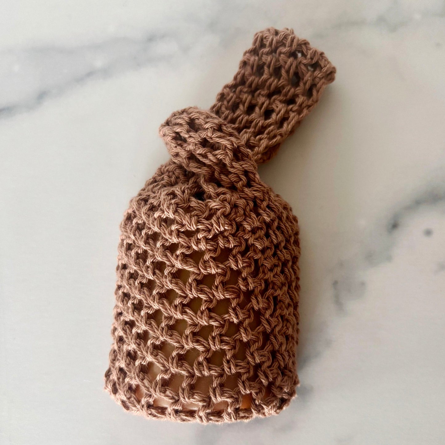 handmade crochet cotton soap saver bag